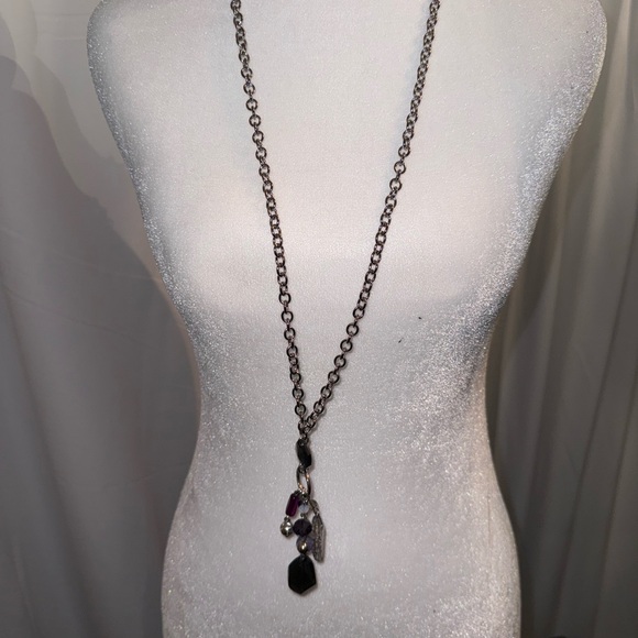Lia Sophia Purple and Silver Charm Necklace - Picture 5 of 5